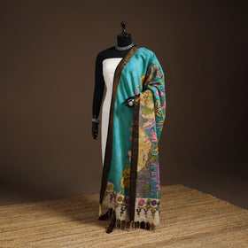 Srikalahasti Pen Work Kalamkari Bangalore Silk Figure Handpainted Dupatta 80