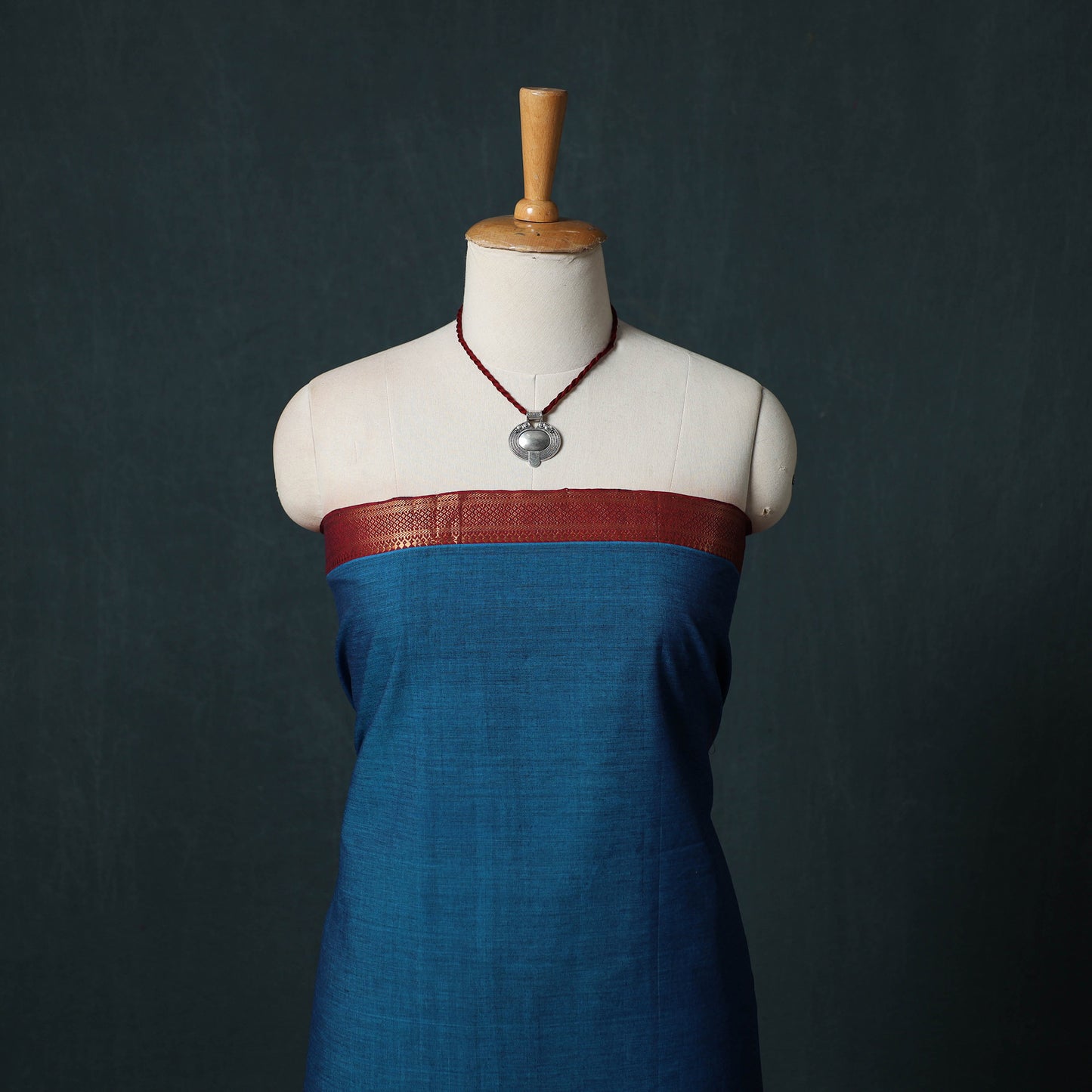 Mangalagiri Handwoven 2pc Cotton Unstitched Dress Material Kurta Set with Jewellery 16