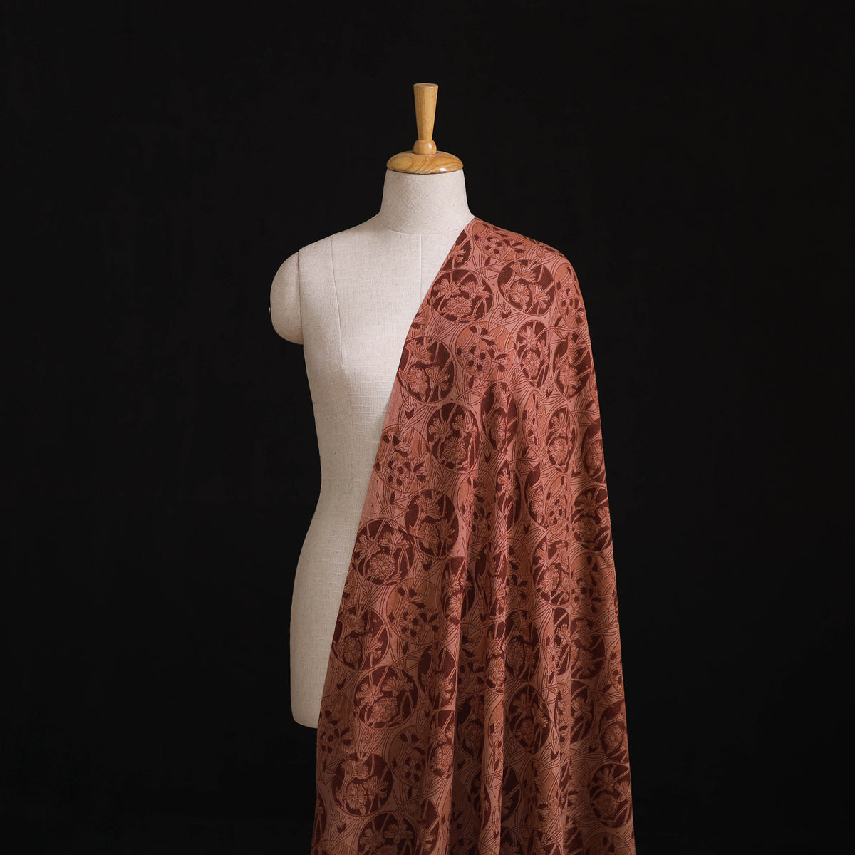Handwoven Merino Wool Pedana Kalamkari Hand Block Print Natural Dyed Fabric 23