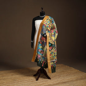 Srikalahasti Pen Work Kalamkari Bangalore Silk Figure Handpainted Dupatta 81