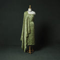 Green - Bagru Vanaspati Block Print Modal Silk Lace Handwork 2pc Unstitched Dress Material Kurta Set 01