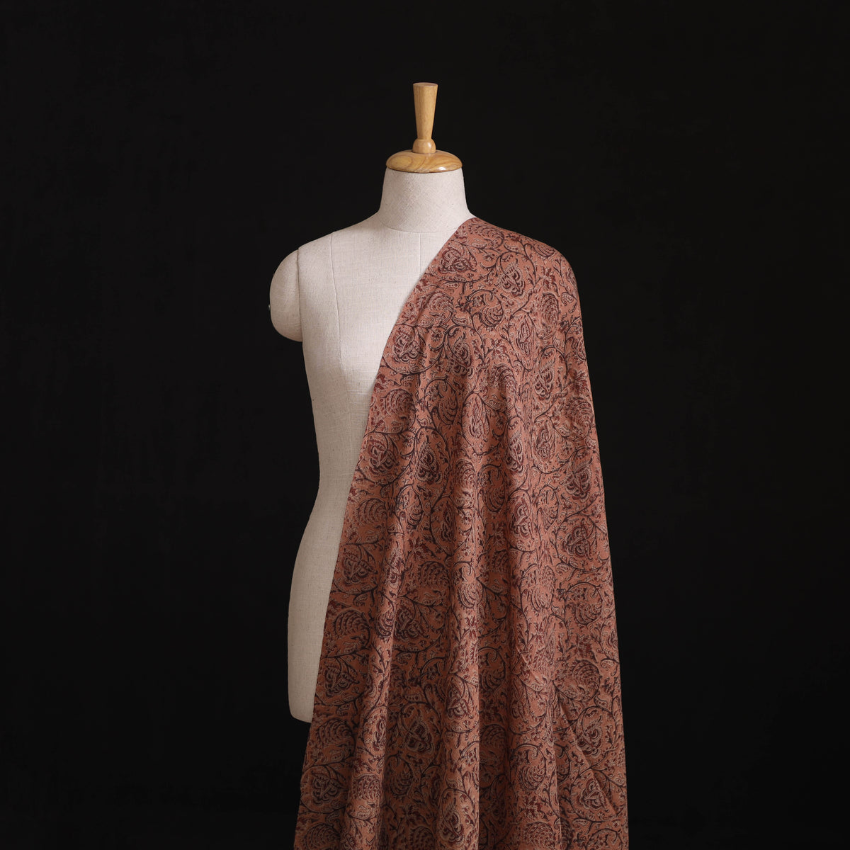 Handwoven Merino Wool Pedana Kalamkari Hand Block Print Natural Dyed Fabric 03
