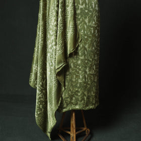 Green - Bagru Vanaspati Block Print Modal Silk Lace Handwork 2pc Unstitched Dress Material Kurta Set 01