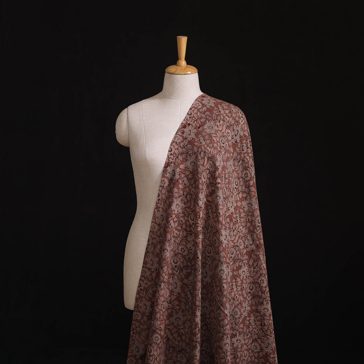 Handwoven Merino Wool Pedana Kalamkari Hand Block Print Natural Dyed Fabric 04