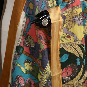 Srikalahasti Pen Work Kalamkari Bangalore Silk Figure Handpainted Dupatta 81