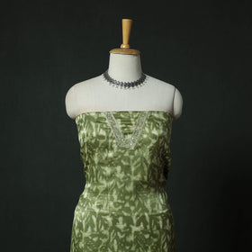 Green - Bagru Vanaspati Block Print Modal Silk Lace Handwork 2pc Unstitched Dress Material Kurta Set 01