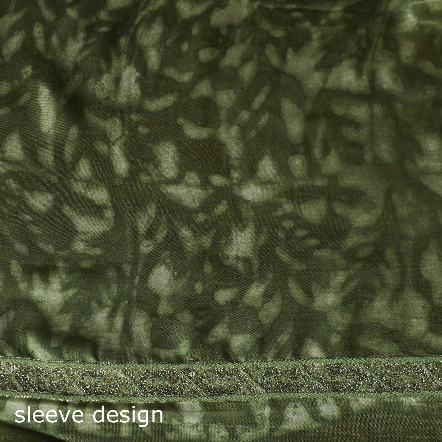 Green - Bagru Vanaspati Block Print Modal Silk Lace Handwork 2pc Unstitched Dress Material Kurta Set 01
