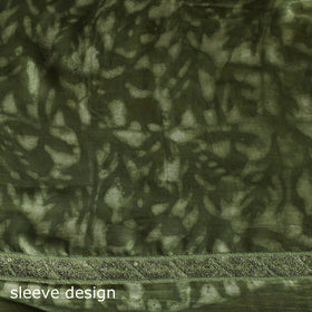 Green - Bagru Vanaspati Block Print Modal Silk Lace Handwork 2pc Unstitched Dress Material Kurta Set 01