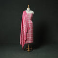 Pink - Bagru Vanaspati Block Print Modal Silk Lace Handwork 2pc Unstitched Dress Material Kurta Set 02