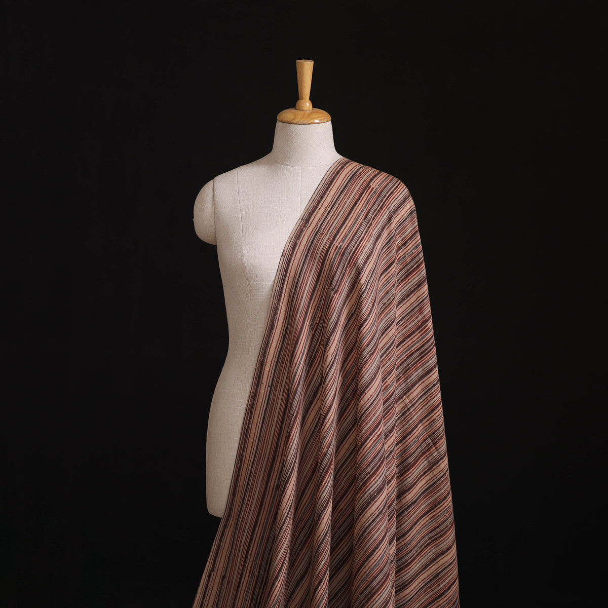 Handwoven Merino Wool Pedana Kalamkari Hand Block Print Natural Dyed Fabric 09