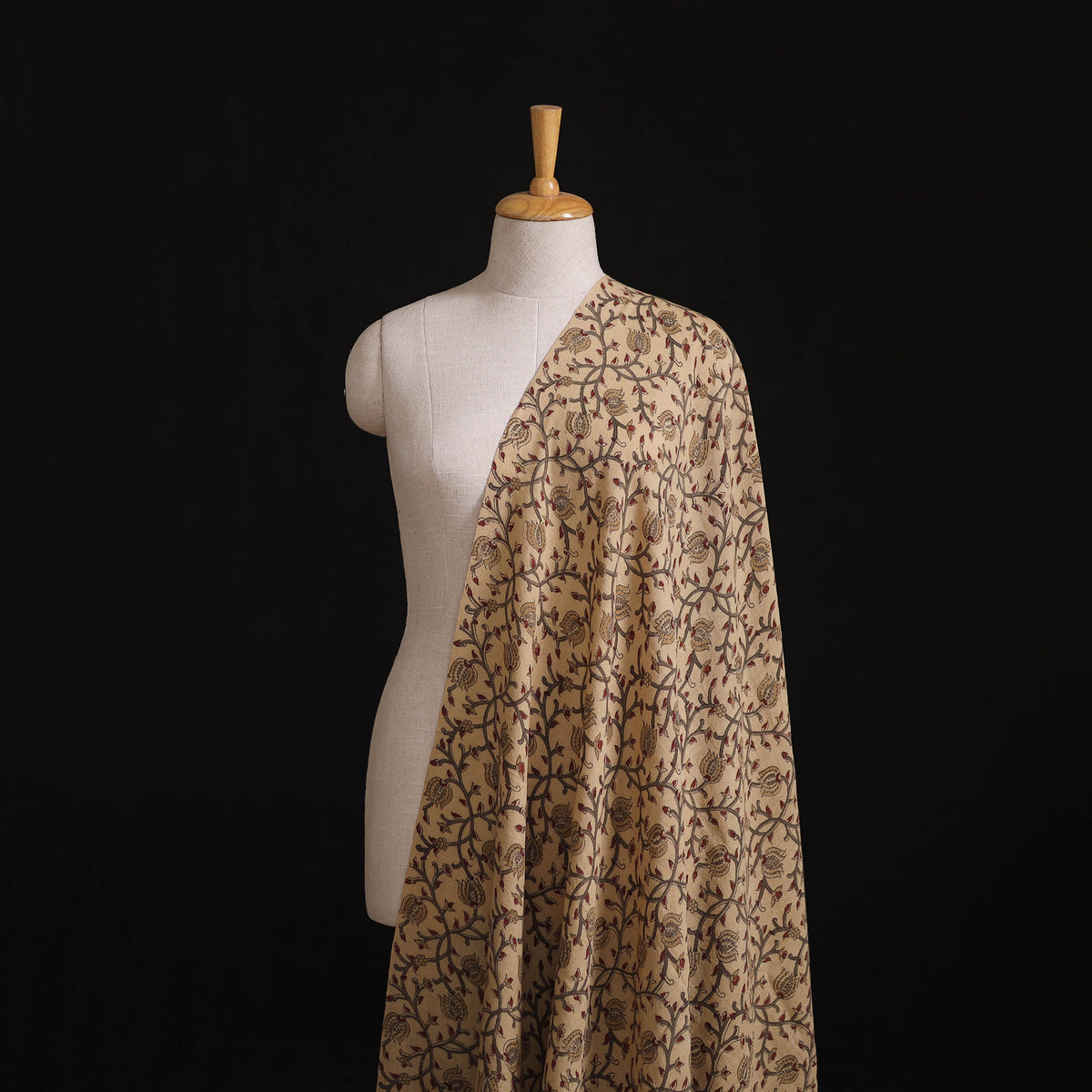 Handwoven Merino Wool Pedana Kalamkari Hand Block Print Natural Dyed Fabric 10