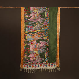 Srikalahasti Pen Work Kalamkari Bangalore Silk Figure Handpainted Dupatta 79