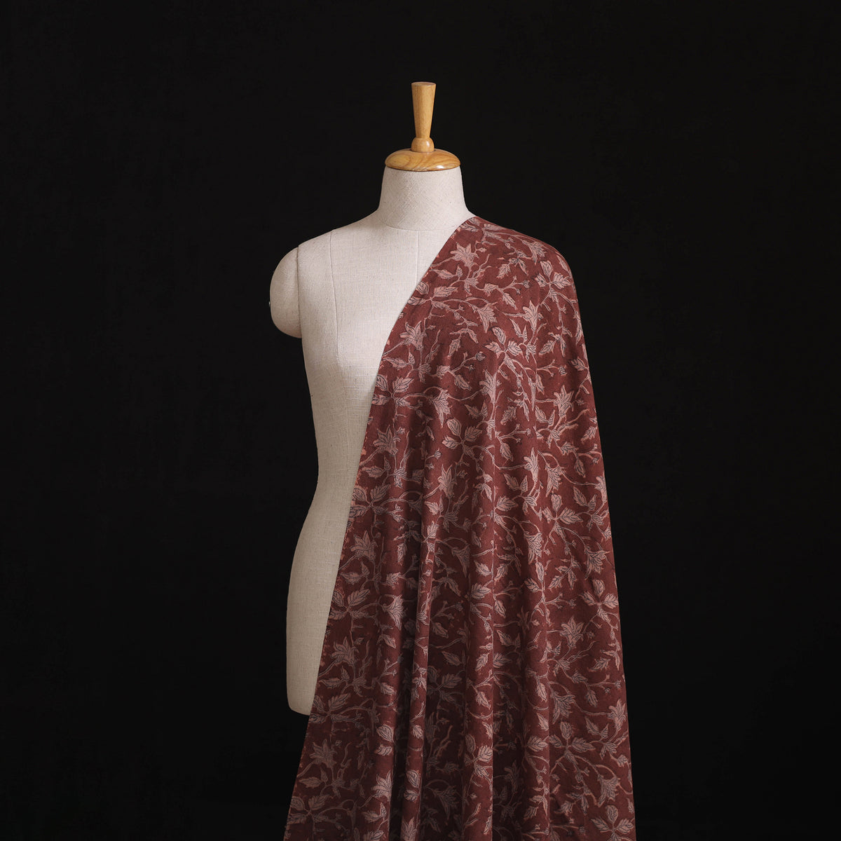 Handwoven Merino Wool Pedana Kalamkari Hand Block Print Natural Dyed Fabric 13