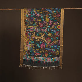 Srikalahasti Pen Work Kalamkari Bangalore Silk Figure Handpainted Dupatta 76