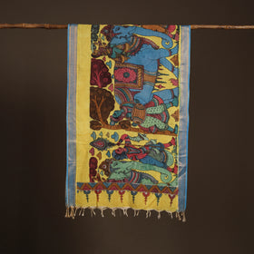 Srikalahasti Pen Work Kalamkari Bangalore Silk Figure Handpainted Dupatta 75