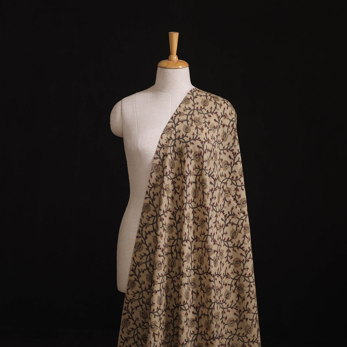 Handwoven Merino Wool Pedana Kalamkari Hand Block Print Natural Dyed Fabric 16
