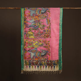 Srikalahasti Pen Work Kalamkari Bangalore Silk Figure Handpainted Dupatta 74