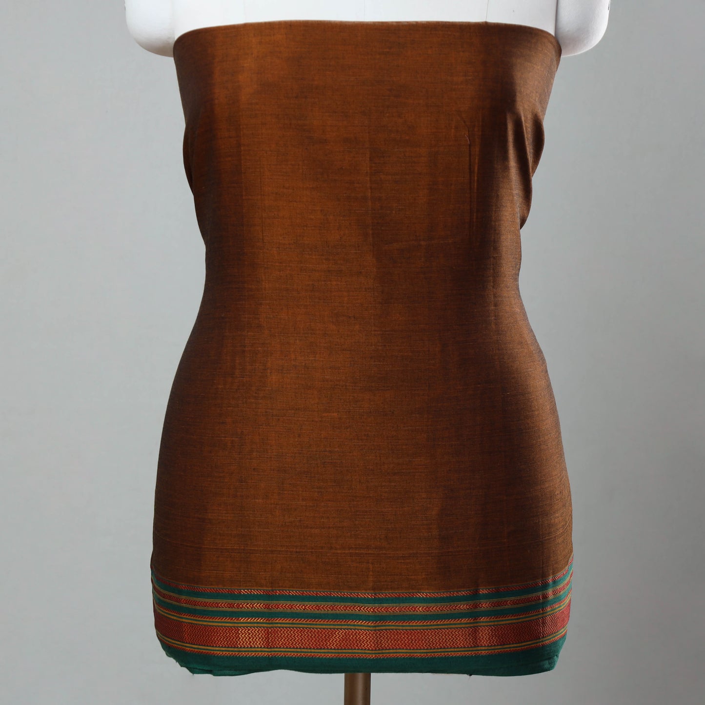 Brown - Mercerised Cotton 3pc Ilkal Handloom Dress Material 03