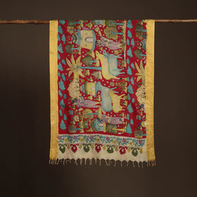 Srikalahasti Pen Work Kalamkari Bangalore Silk Figure Handpainted Dupatta 73
