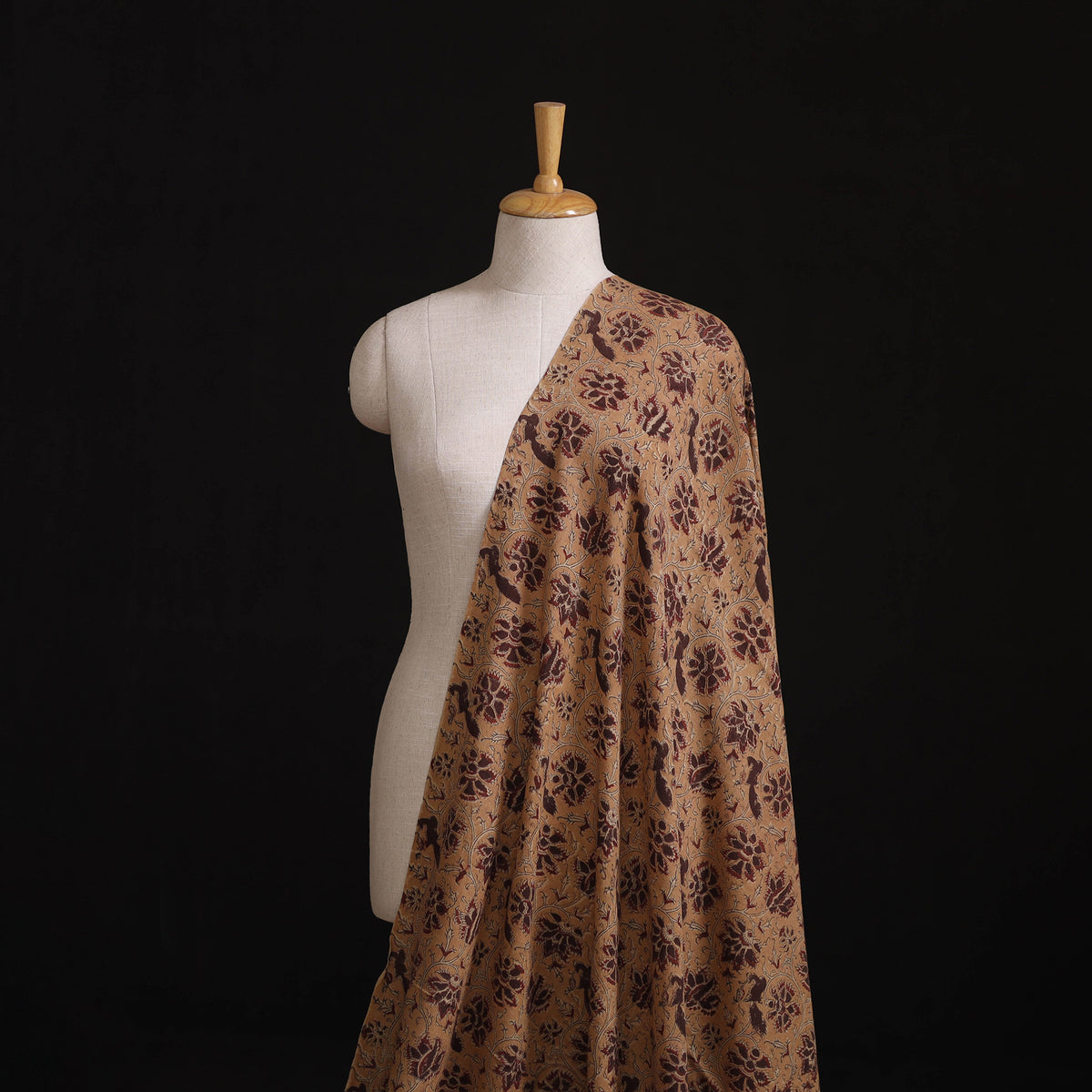 Handwoven Merino Wool Pedana Kalamkari Hand Block Print Natural Dyed Fabric 19