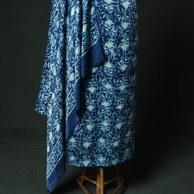 Blue - bagru Vanaspati Block Print Modal Silk Lace Handwork 2pc Unstitched Dress Material Kurta Set 04