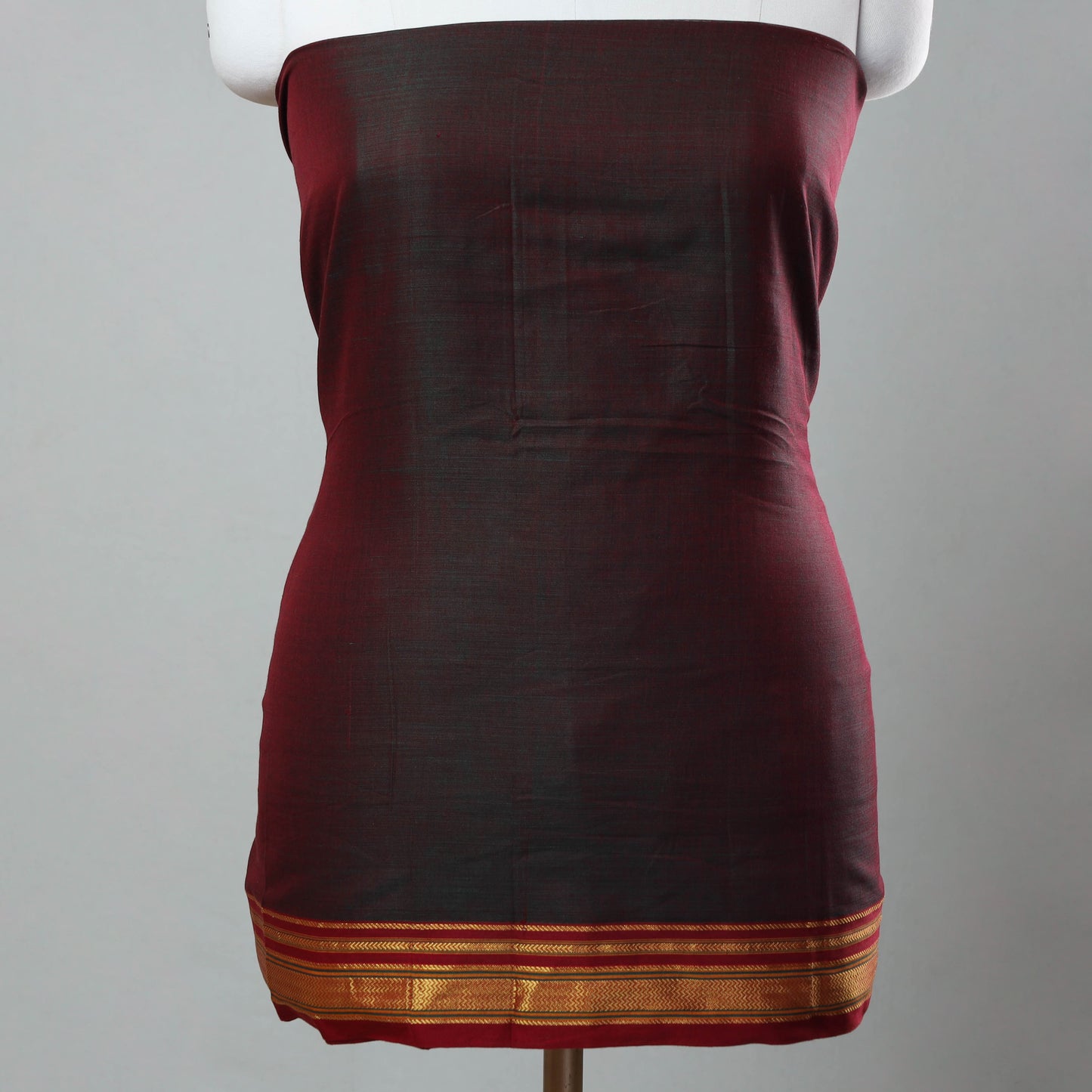 Maroon - Mercerised Cotton 3pc Ilkal Handloom Dress Material 02