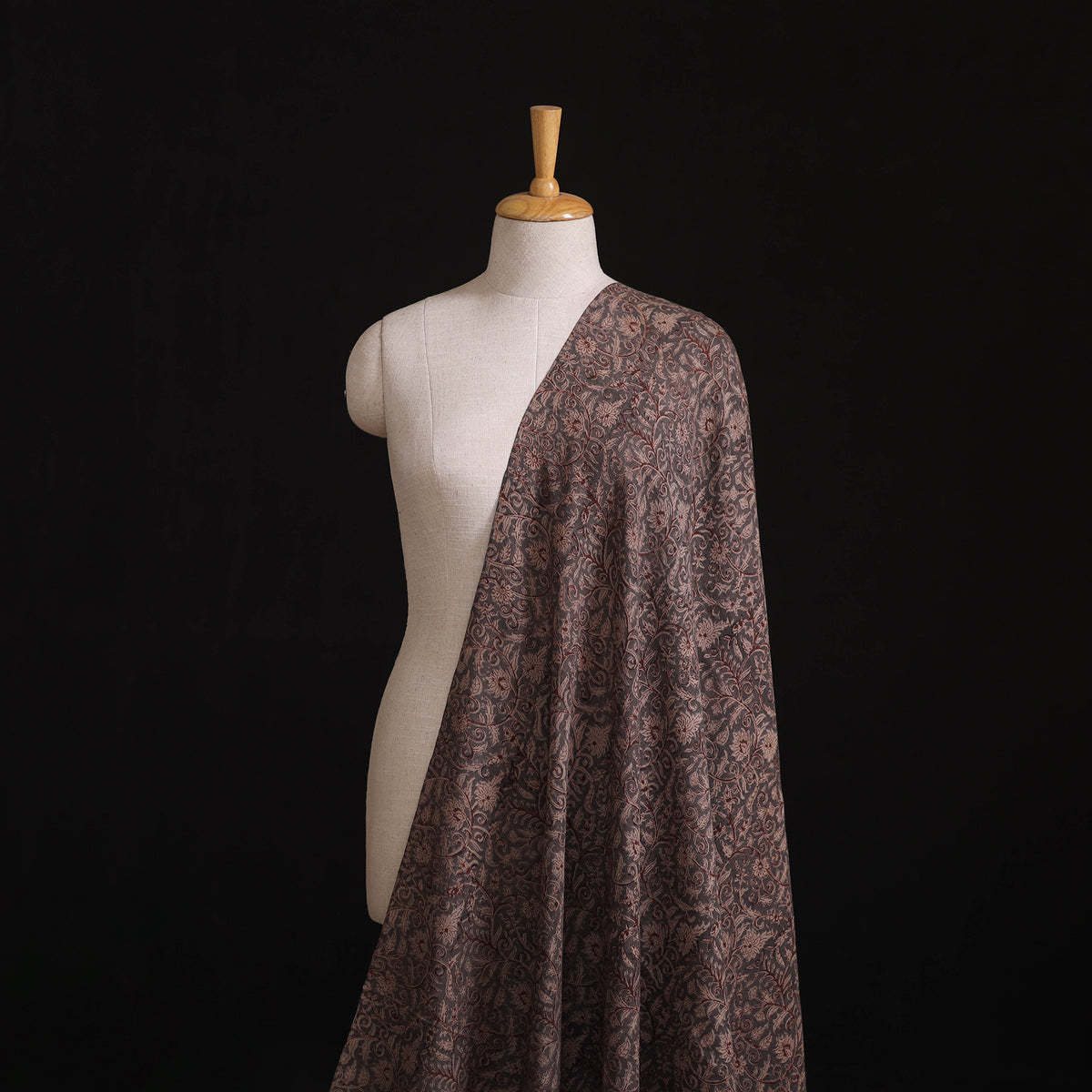 Handwoven Merino Wool Pedana Kalamkari Hand Block Print Natural Dyed Fabric 22