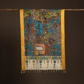Srikalahasti Pen Work Kalamkari Bangalore Silk Figure Handpainted Dupatta 71