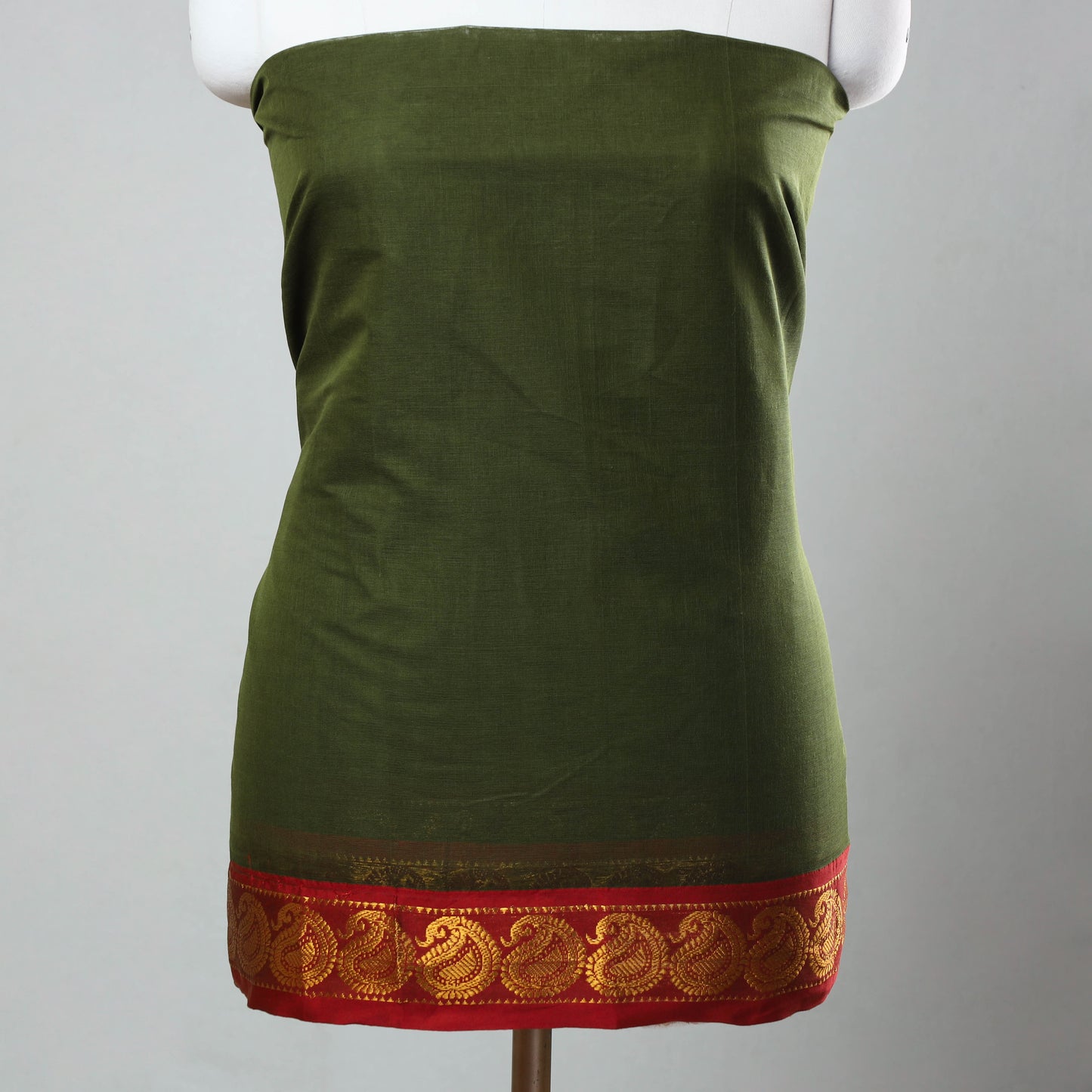 Green - Mercerised Cotton 3pc Ilkal Handloom Dress Material 06