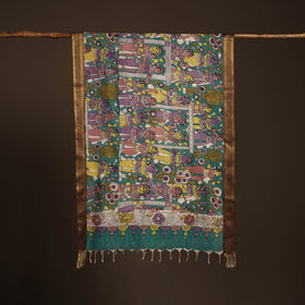 Srikalahasti Pen Work Kalamkari Bangalore Silk Figure Handpainted Dupatta 70