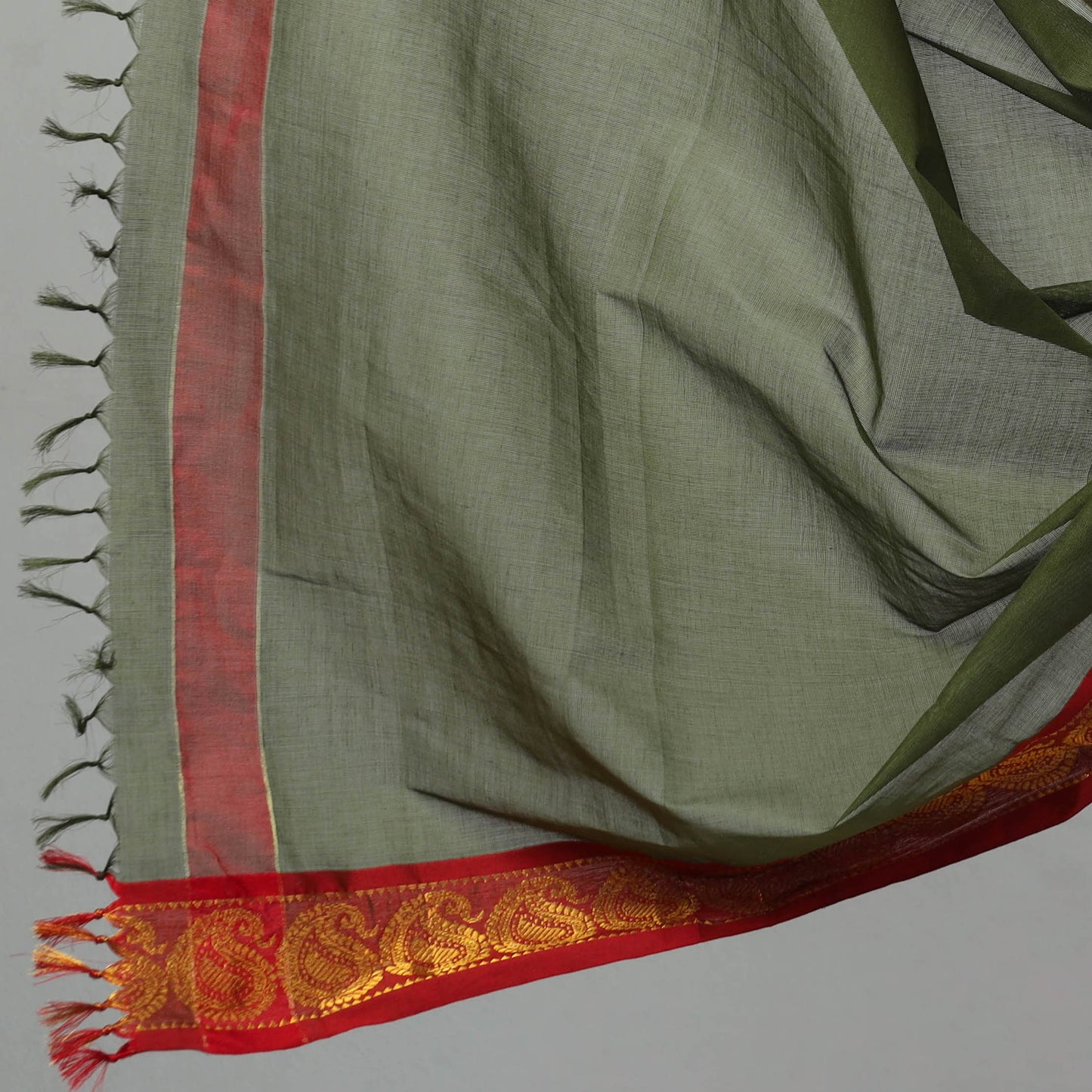 Green - Mercerised Cotton 3pc Ilkal Handloom Dress Material 06