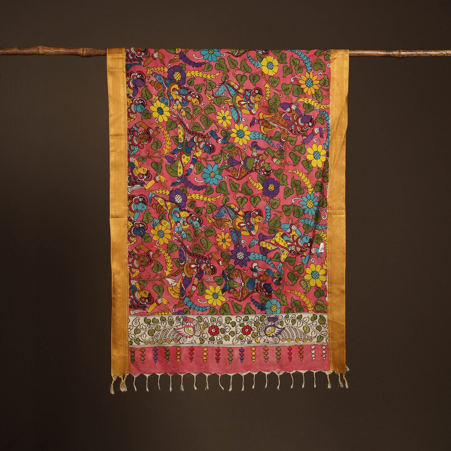 Srikalahasti Pen Work Kalamkari Bangalore Silk Figure Handpainted Dupatta 69