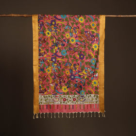 Srikalahasti Pen Work Kalamkari Bangalore Silk Figure Handpainted Dupatta 69