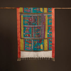 Srikalahasti Pen Work Kalamkari Bangalore Silk Figure Handpainted Dupatta 68