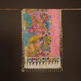 Srikalahasti Pen Work Kalamkari Bangalore Silk Figure Handpainted Dupatta 67