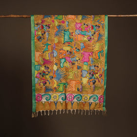 Srikalahasti Pen Work Kalamkari Bangalore Silk Figure Handpainted Dupatta 66