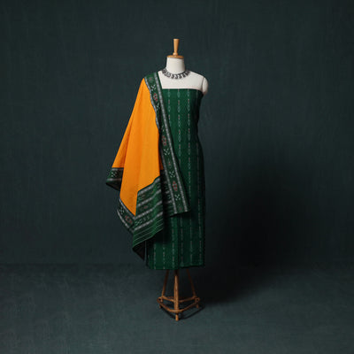 Handloom Cotton 3pc Unstitched Sambalpuri Ikat Dress Material Suit Set 01
