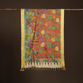 Srikalahasti Pen Work Kalamkari Bangalore Silk Figure Handpainted Dupatta 62