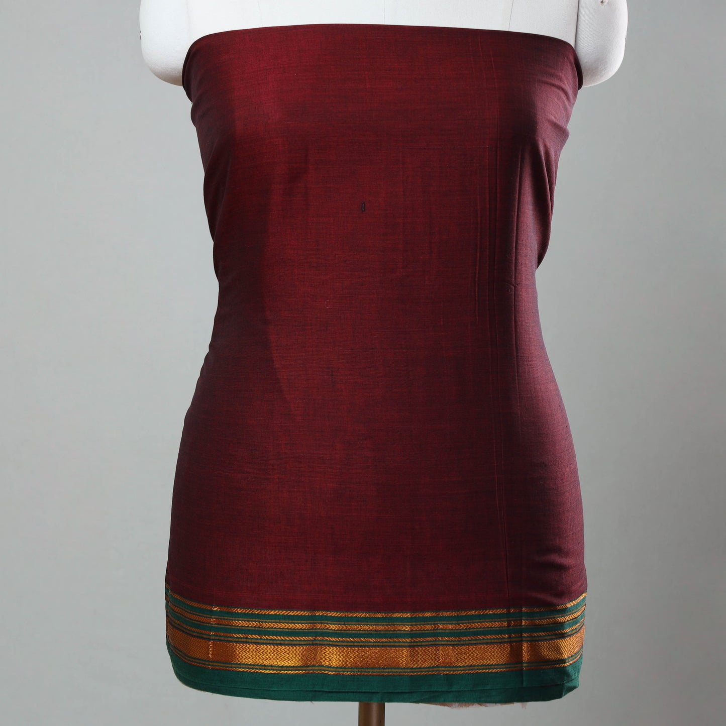 Maroon - Mercerised Cotton 3pc Ilkal Handloom Dress Material 11