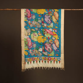 Srikalahasti Pen Work Kalamkari Bangalore Silk Figure Handpainted Dupatta 59