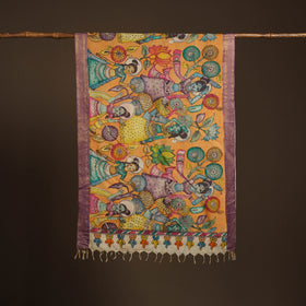 Srikalahasti Pen Work Kalamkari Bangalore Silk Figure Handpainted Dupatta 57