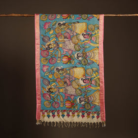 Srikalahasti Pen Work Kalamkari Bangalore Silk Figure Handpainted Dupatta 55