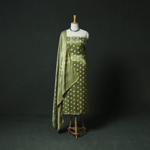 Bagru Vanaspati Block Print Modal Silk Lace Handwork 2pc Unstitched Dress Material Kurta Set 08