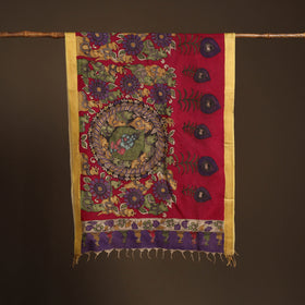 Srikalahasti Pen Work Kalamkari Bangalore Silk Figure Handpainted Dupatta 53