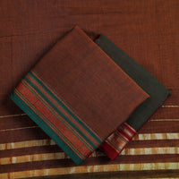 Brown - Mercerised Cotton 3pc Ilkal Handloom Dress Material 03