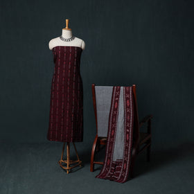 Handloom Cotton 3pc Unstitched Sambalpuri Ikat Dress Material Suit Set 04