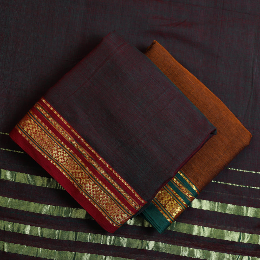 Maroon - Mercerised Cotton 3pc Ilkal Handloom Dress Material 02