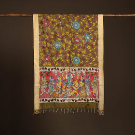 Srikalahasti Pen Work Kalamkari Bangalore Silk Figure Handpainted Dupatta 50
