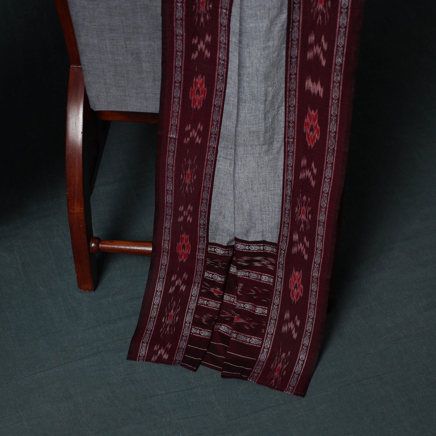 Handloom Cotton 3pc Unstitched Sambalpuri Ikat Dress Material Suit Set 04