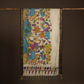 Srikalahasti Pen Work Kalamkari Bangalore Silk Figure Handpainted Dupatta 49